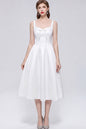 Elegant White Satin Bow Sleeveless Strappy A-Line Party Midi Dress