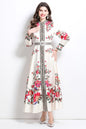 Women's Floral Print Maxi Dress Flowy Split Long Dress