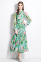 Women's Floral Print Button Up Split Maxi Dress
