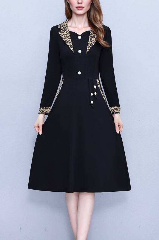 Women'sLong Sleeve Work Office Suit Dress with Pockets