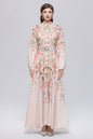 26-Women Floral Print Button Flowy Maxi Belt Dress