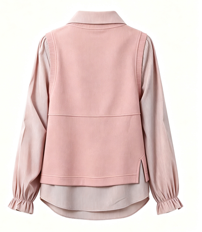 Women's Layered Knit Top | Lightweight Early Fall Collared Sweater Blouse