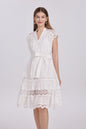 Women's Lace Sleeveless V-Neck Ruffle Midi Dress