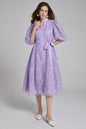 Women's Lace Embroidery Puff Sleeve Midi Dress