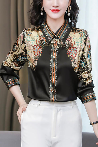 Women's Shirt Floral Print Button Blouse