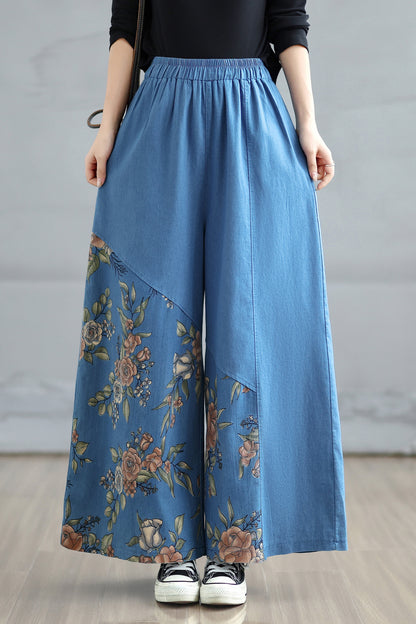 Women's Baggy Jeans Drawstring Waist Wide Leg