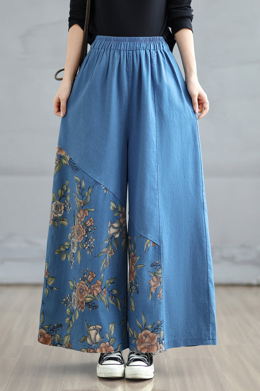 Women's Baggy Jeans Drawstring Waist Wide Leg
