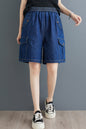 Women's High Waisted Baggy Jean Wide Leg Denim Shorts - LAI MENG FIVE CATS