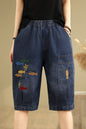 Women Denim Jeans Elastic Waist Harem Short Pants