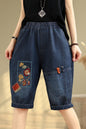 Women Denim Jeans Elastic Waist Harem Short Pants