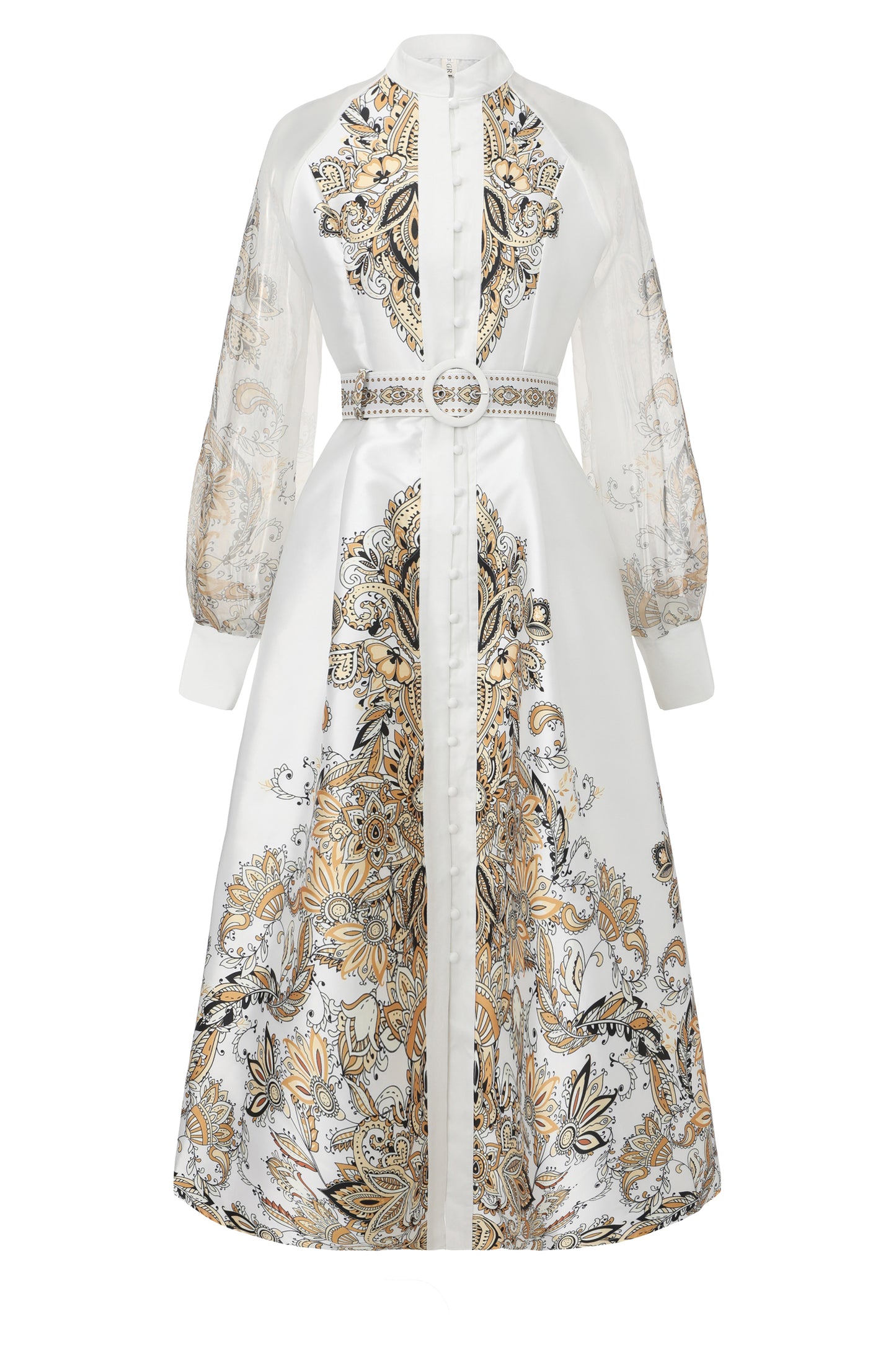 26-Women's Puff Sleeves Floral Print Button Maxi Dress