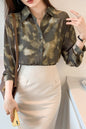 26-Women's Button Floral Print Shirt Loose fit Blouse