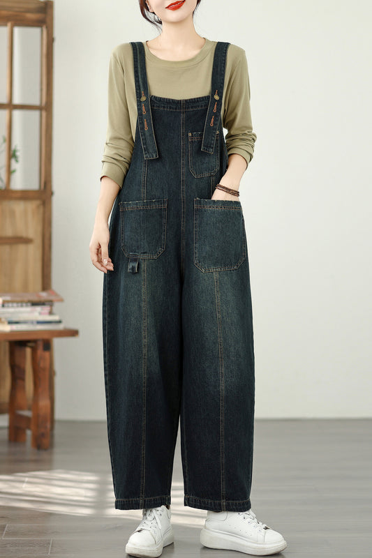 Womens Denim Bib Pants Jumpsuits Adjustable Strap Overalls