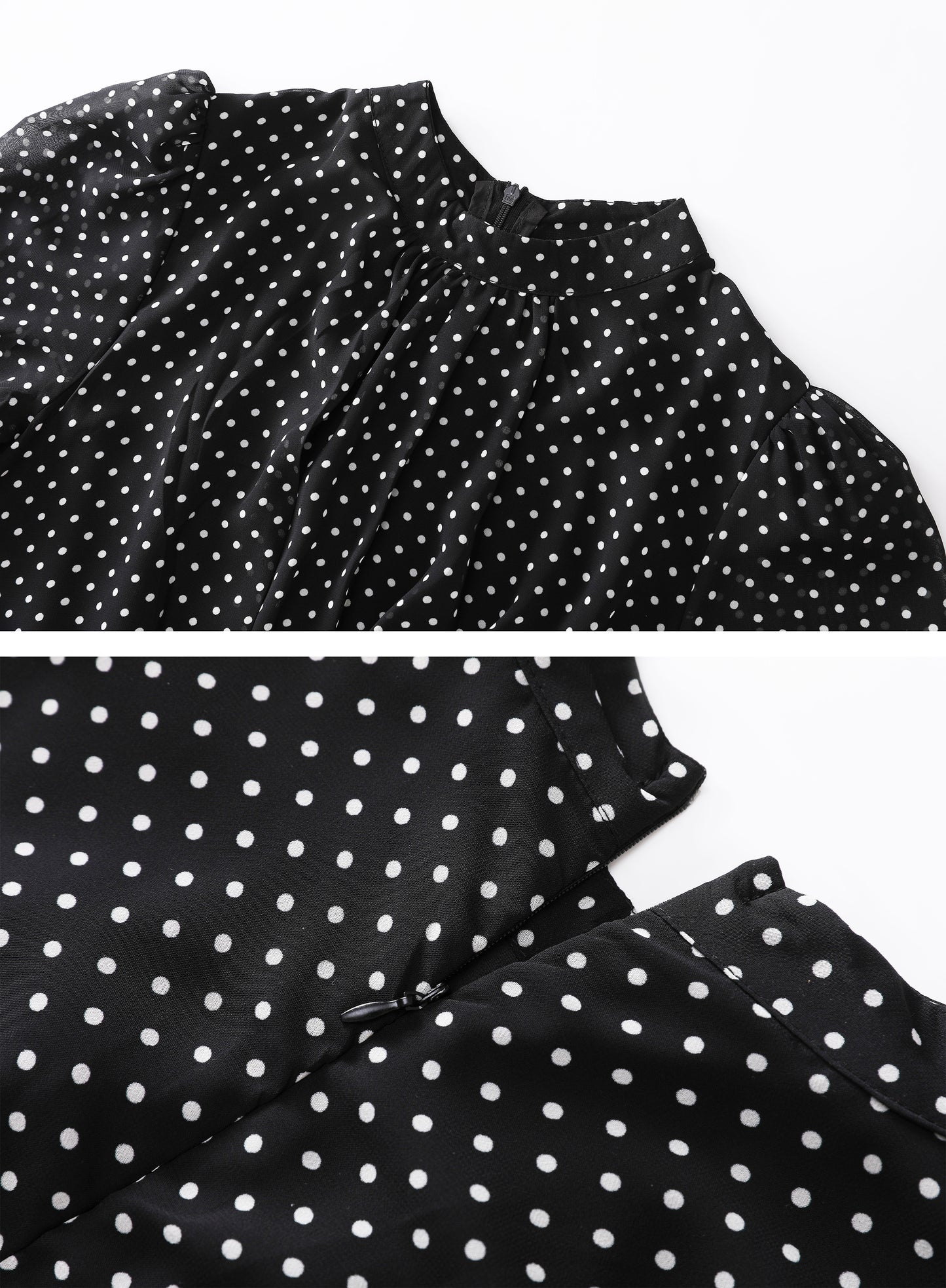 Black Polka Dot Ruffle Chiffon Maxi Dress