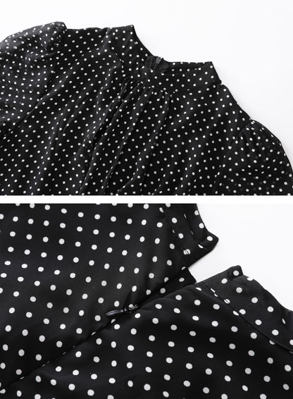 Black Polka Dot Ruffle Chiffon Maxi Dress