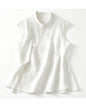 Embroidered Asymmetrical Cotton-Linen Blouse | Lightweight Summer Mandarin Collar Top