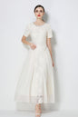 Effortlessly Short Sleeve Beading Lace & Chiffon Maxi Dress