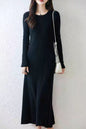 Women's Round Neck Sweater Ribbed Knit Maxi Dress