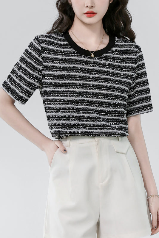 Women's Lightweight Sweater Striped Knit Pullover Top