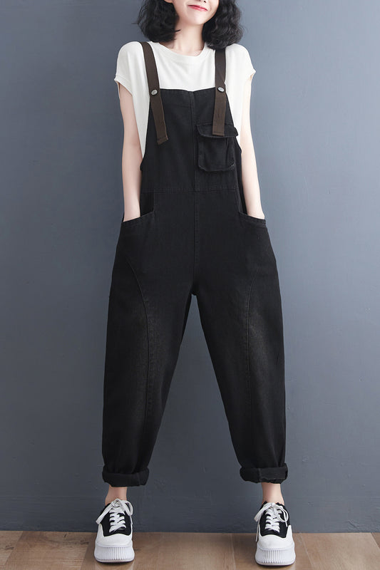 Womens Denim Bib Pants Jumpsuits Adjustable Strap Overalls