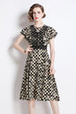 SSY-Women's Boho Floral Ruffle Chiffon Lace Midi Dress