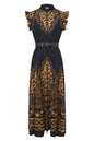 Women's Floral Print V-Neck Sleeveless Maxi Dress - LAI MENG FIVE CATS