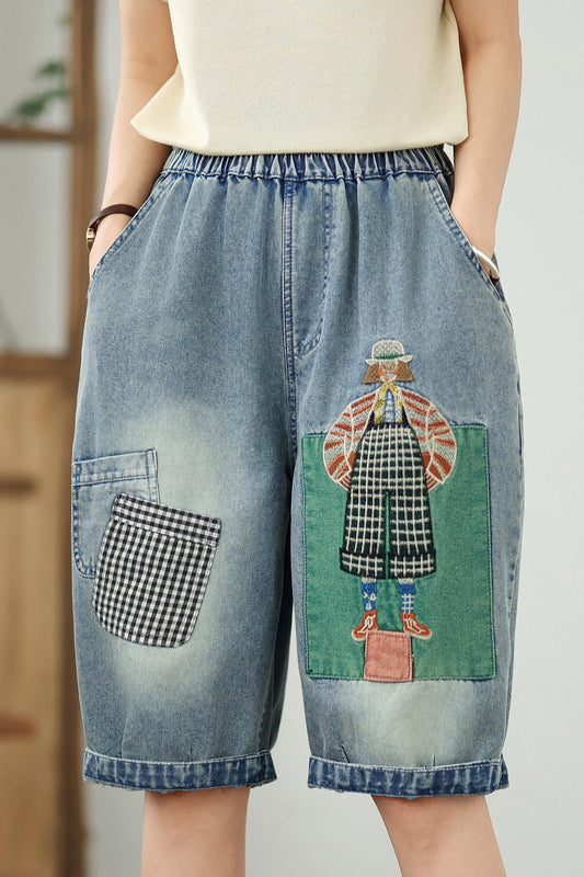 Women Embroidery Jeans Denim Harem Pants
