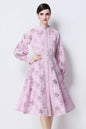 Women's Long Sleeve Eyelet Embroidery Button Midi Dress