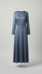 Muted Steel Blue Silk Blend Dress