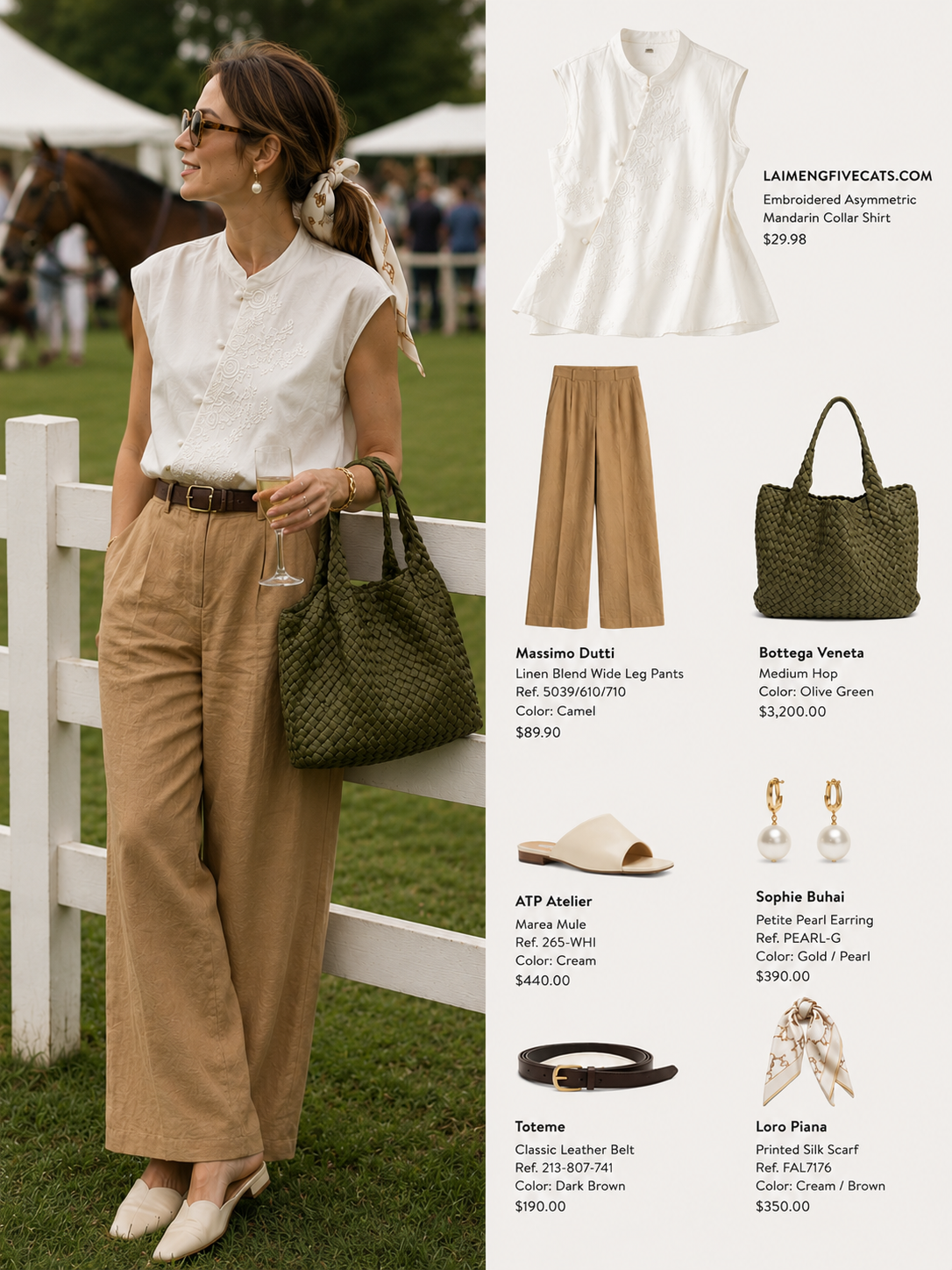 Embroidered Asymmetrical Cotton-Linen Blouse | Lightweight Summer Mandarin Collar Top