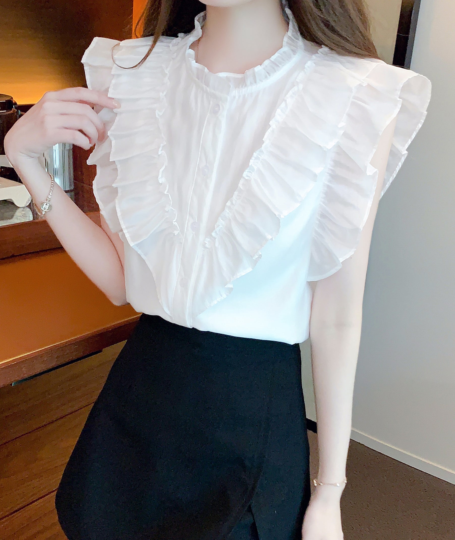 Ruffle Sleeve Chiffon Blouse | Lightweight Summer Elegance – LAI