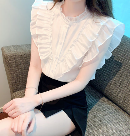 Ruffle Sleeve Chiffon Blouse | Lightweight Summer Elegance