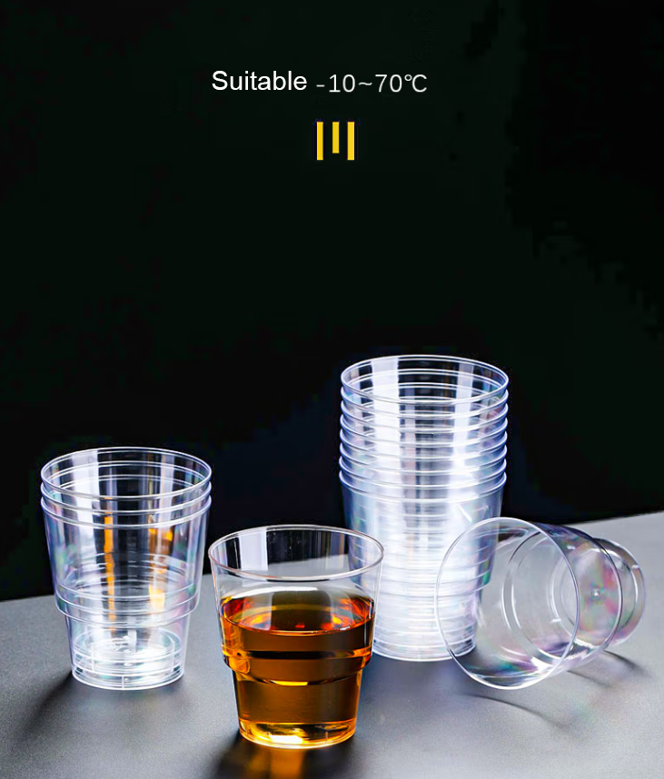 [20 Pack - 200ml] Disposable Cups | Suitable -10-70°C water Temperature | Aviation Specific |  PET Clear Cups | Plastic Water Cups | Plastic Beer Glass | Clear Plastic Party Cups