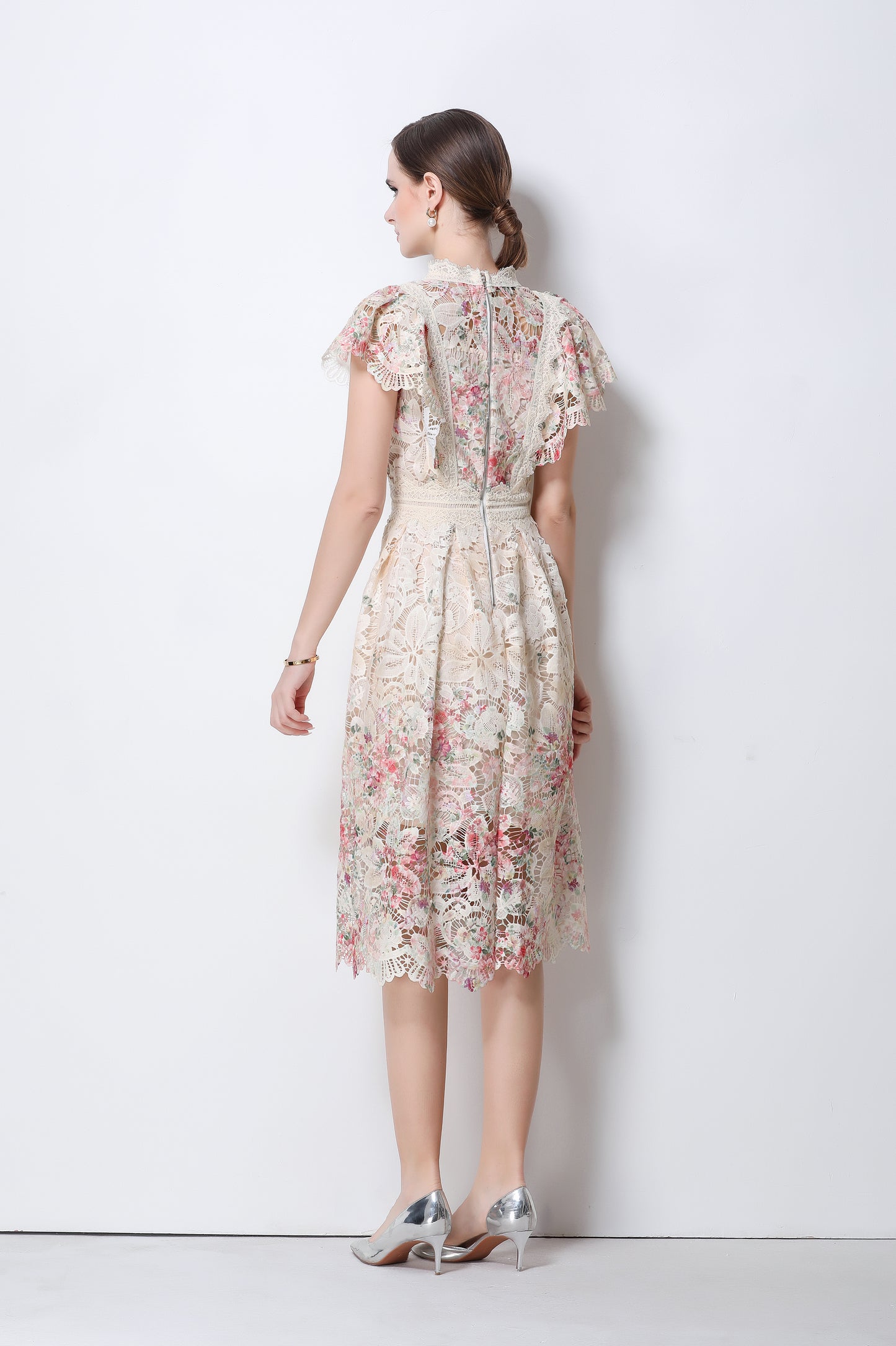 Lace-Embroidered Crochet Midi Dress - LAI MENG FIVE CATS