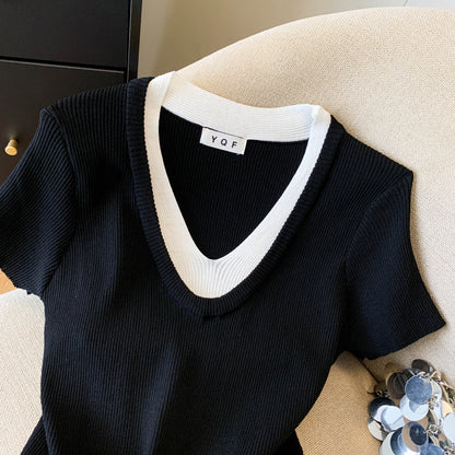 Summer Contrast Trim Knit Top