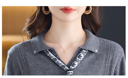 Women's Sweater Lapel Polo V Neck Knit Outfits