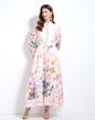 Floral Print Button Split Party Flowy Maxi Dress