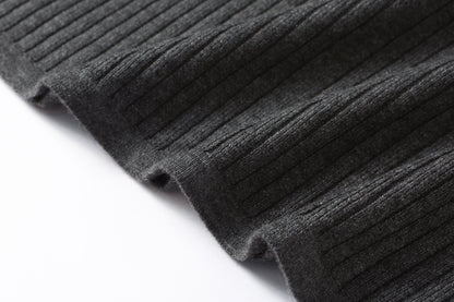 Women's Mock Neck Wool Sweater Drawstring Waist Dress