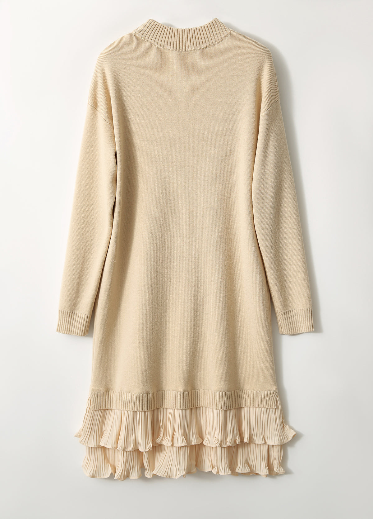 28706 Layered Ruffle Hem Knit Dress – Cream & Black