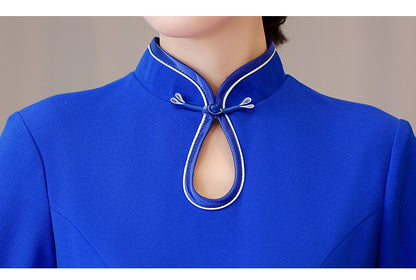 Women's Cheongsam Short Sleeve Qipao Long Dress