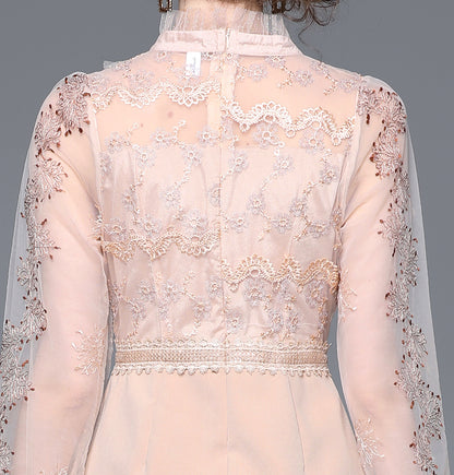 LAI MENG FIVE CATS Embroidered Mesh Bow-Tie Mini Dress - LAI MENG FIVE CATS