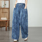 Women's Wide Leg Jeans Lightweight Wasited Elastic Print Y2K Pants - LAI MENG FIVE CATS