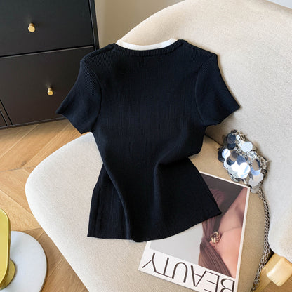 Summer Contrast Trim Knit Top