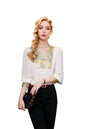 Women's Vintage chinese Silk Satin Top Embroidery Jacquard Blouses