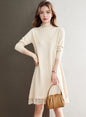 Lace Patchwork Shiny Beads Mini Sweater Dress