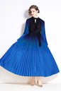 Women's Pleated Plain Round Neck Swing Party Dress