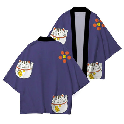 Women's Lucky Cat Cardigan Kimono Cover up Tops