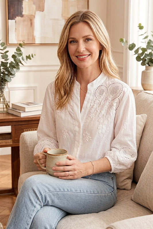 Women's V Neck Lace Tops 1/2 Sleeve Blouse