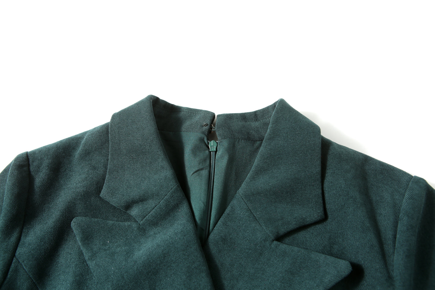 Dark green Notched collar classic vintage dress