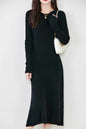 Women's Sweater Crewneck Ribbed Knit Midi Dress